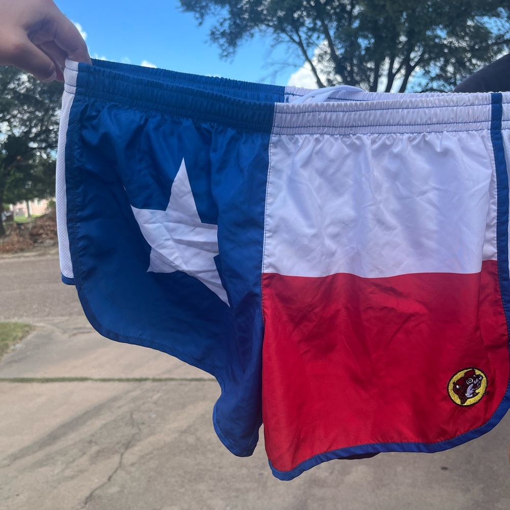 Buc-ee’s Texas flag swim shorts